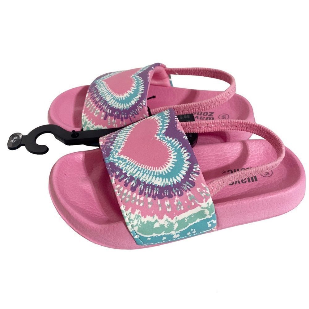 Wave Zone Pink Heart Slingback Slides, Sandals, Size 8/9